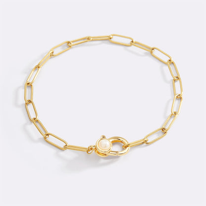 Mint & Lily Paperclip Bracelet with Pearl Accent