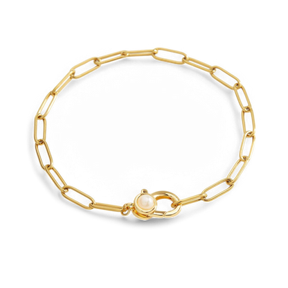 Mint & Lily Paperclip Bracelet with Pearl Accent