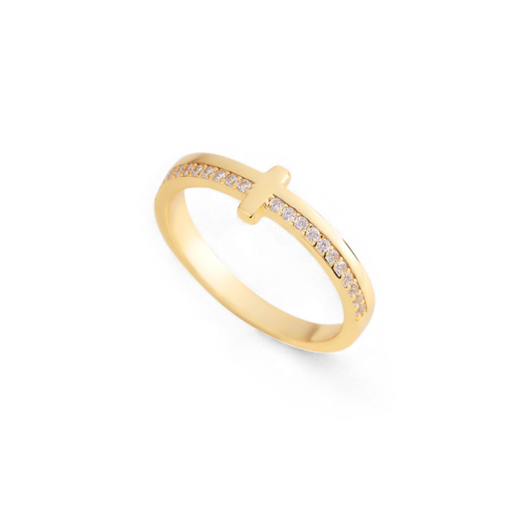 Mint & Lily Let God Be In Control Golden Cross Ring
