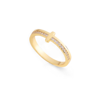 Mint & Lily Let God Be In Control Golden Cross Ring