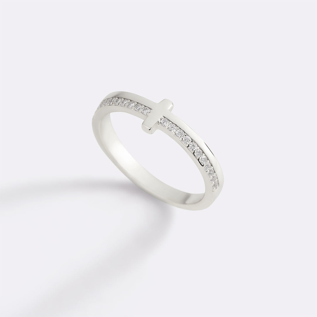 Mint & Lily Let God Be In Control Golden Cross Ring