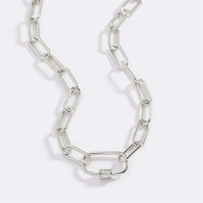 Mint & Lily Link Chain Necklace with Pave Carabiner Clasp