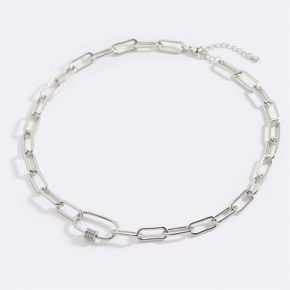 Mint & Lily Link Chain Necklace with Pave Carabiner Clasp