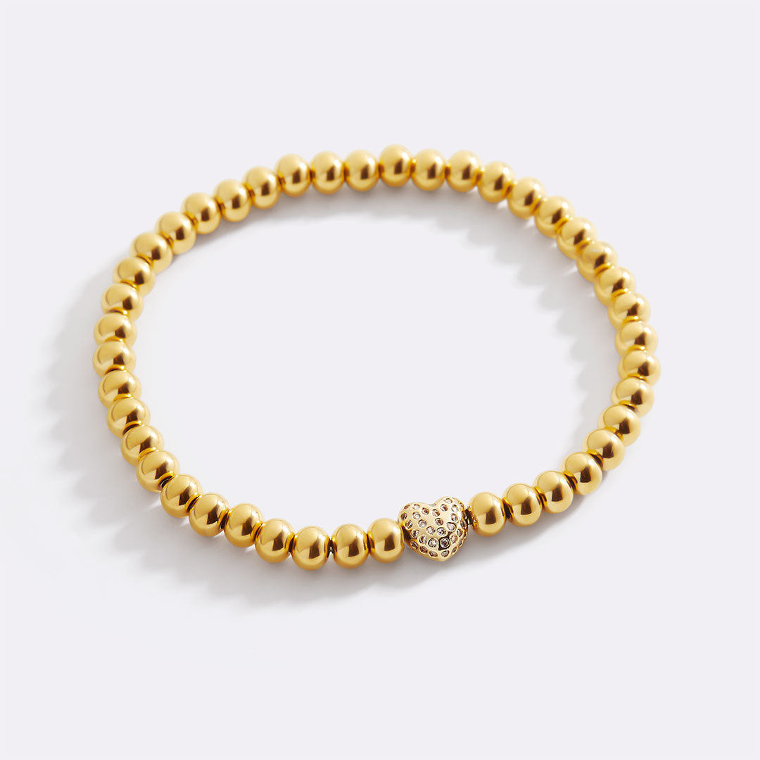 Mint & Lily Pave Heart Gold Beaded Bracelet