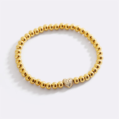 Mint & Lily Pave Heart Gold Beaded Bracelet