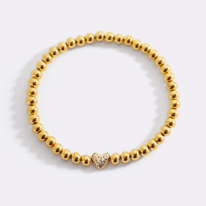 Mint & Lily Pave Heart Gold Beaded Bracelet