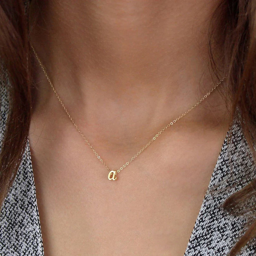 Mint & Lily Tiny Script Initial Necklace
