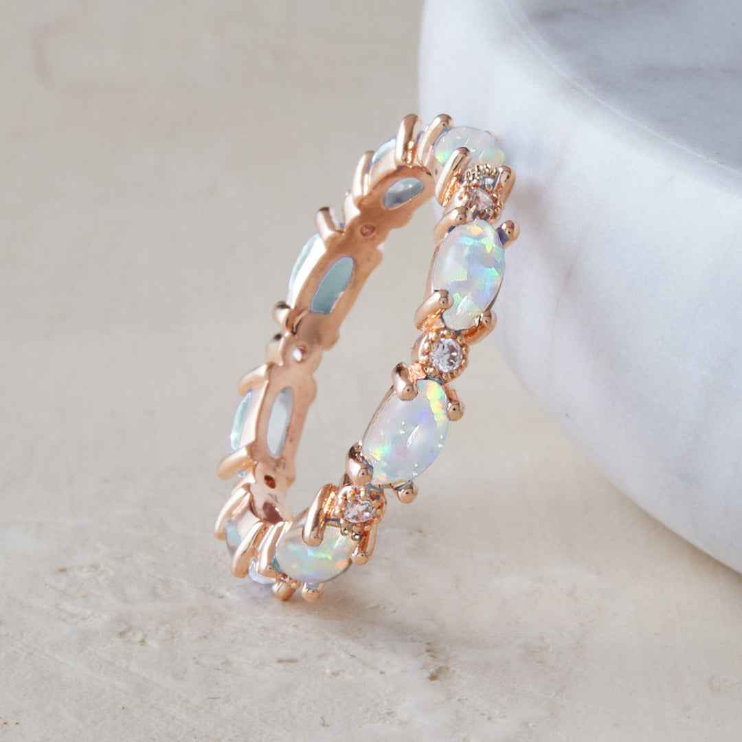 Mint & Lily Eternity Fire Opal Ring