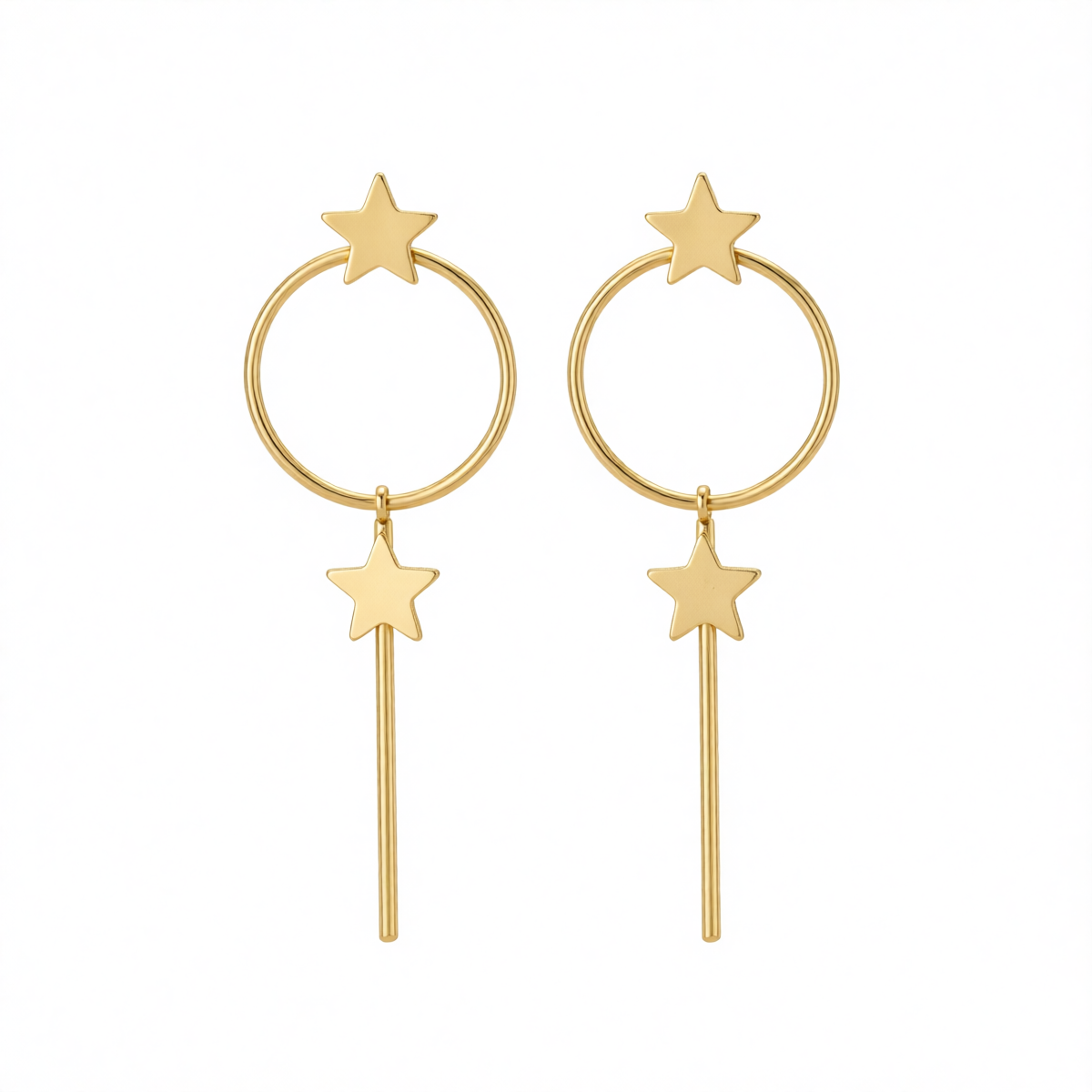 Goldtone Star Magic Wand Drop Earrings