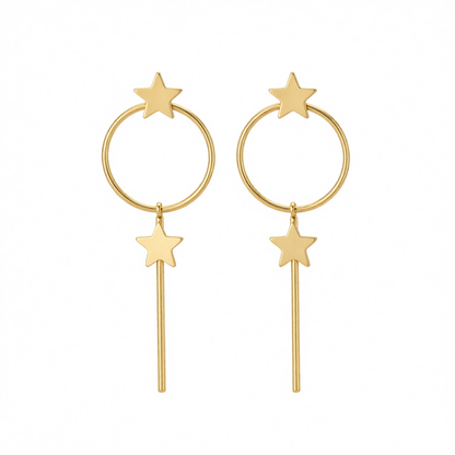 Goldtone Star Magic Wand Drop Earrings