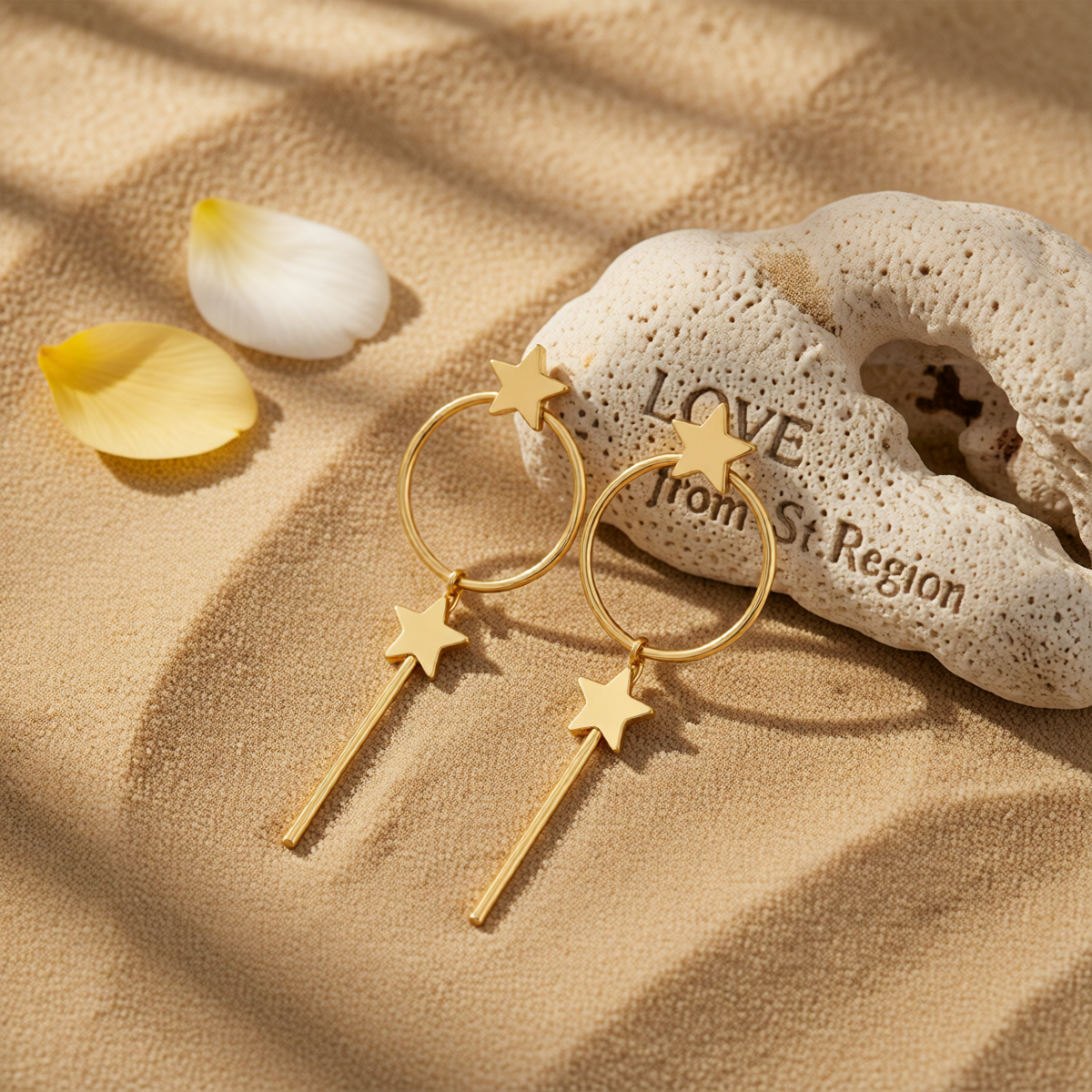 Goldtone Star Magic Wand Drop Earrings