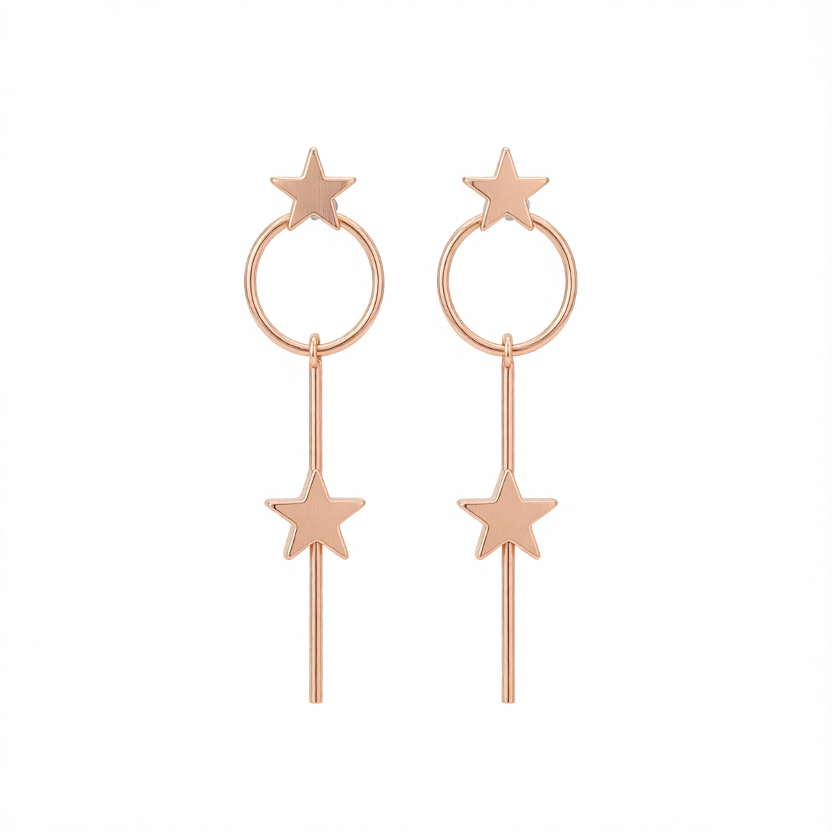 Rose Goldtone Star Magic Wand Drop Earrings