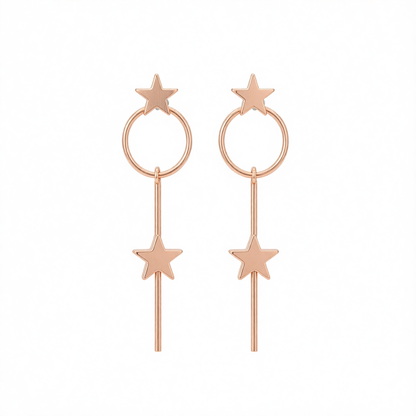 Rose Goldtone Star Magic Wand Drop Earrings