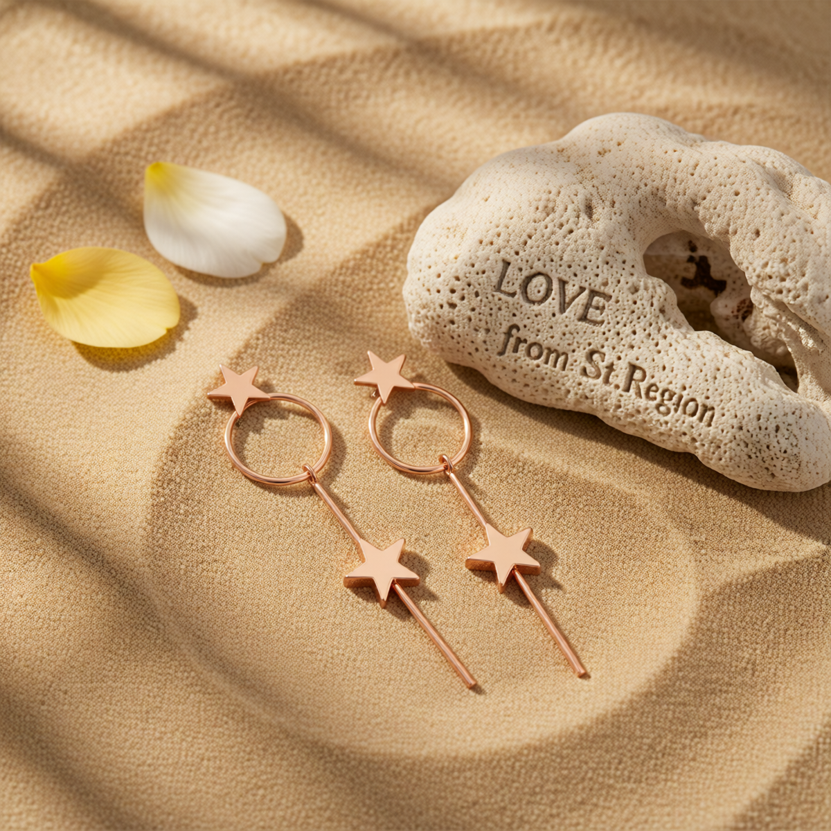 Rose Goldtone Star Magic Wand Drop Earrings