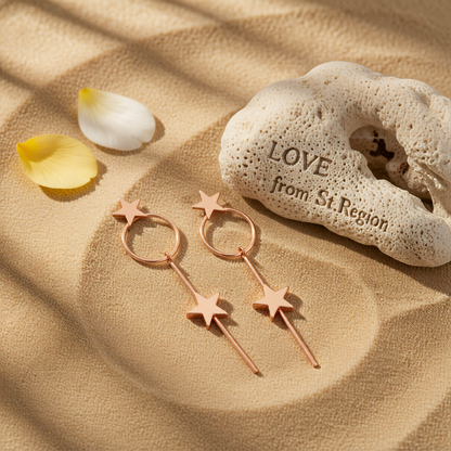 Rose Goldtone Star Magic Wand Drop Earrings