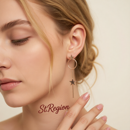 Rose Goldtone Star Magic Wand Drop Earrings