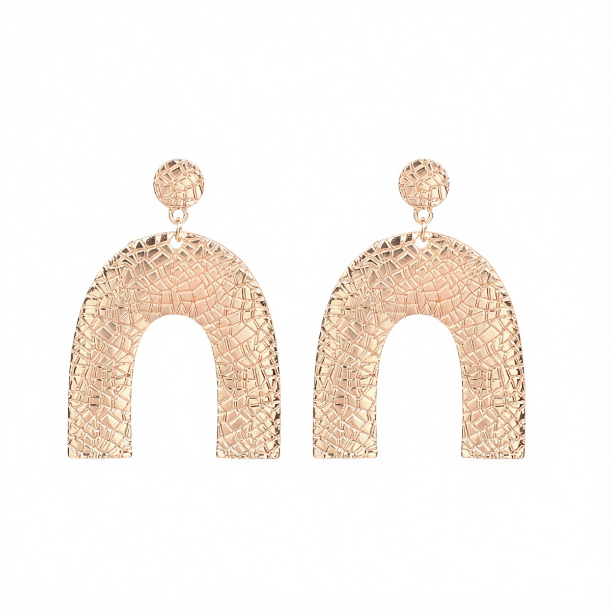 Goldtone Pebbled Arc Drop Earrings