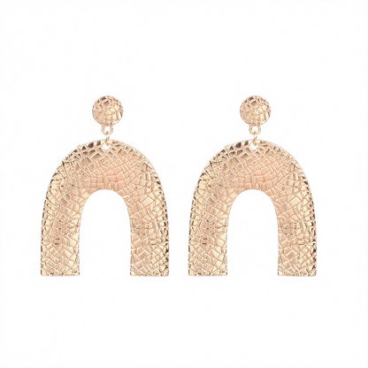 Goldtone Pebbled Arc Drop Earrings