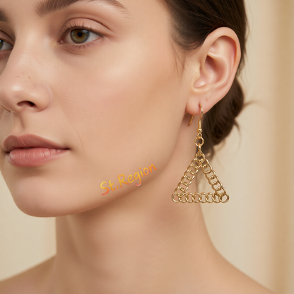 Goldtone Figaro Open Triangle Drop Earrings