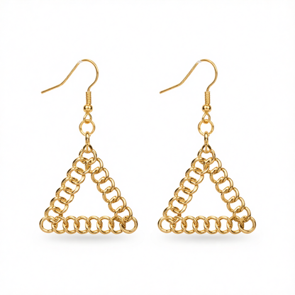 Goldtone Figaro Open Triangle Drop Earrings