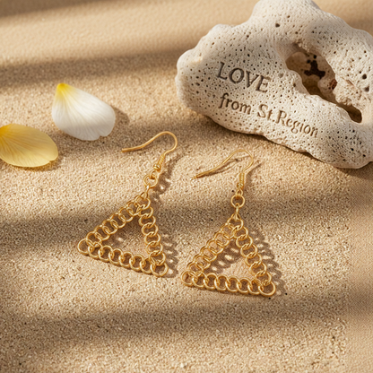 Goldtone Figaro Open Triangle Drop Earrings