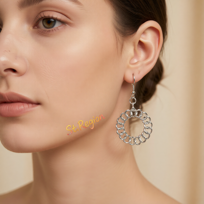 Silvertone Open Figaro Round Drop Earrings