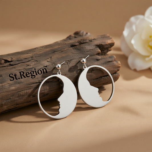 Silvertone Open Face Drop Earrings