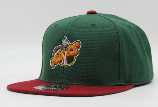 Mitchell & Ness Men's NBA Team 2 Tone 2.0 Fitted Hwc Supersonics Fitted Caps