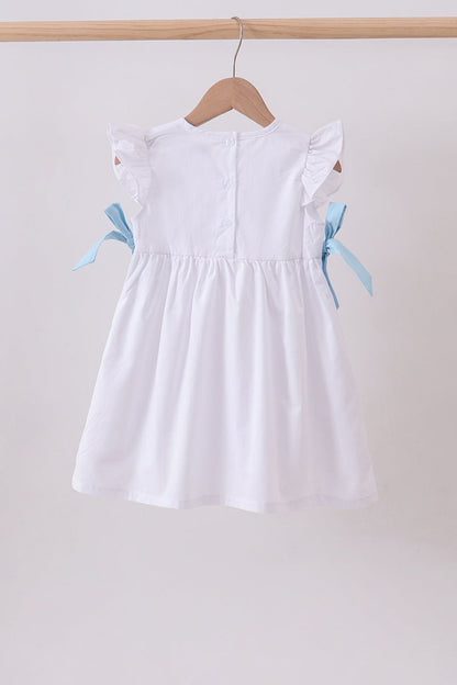 Blue bow ruffle dress
