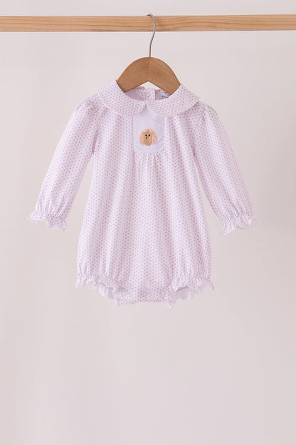 Pink Dot Turkey Embroidery Ruffle Bubble