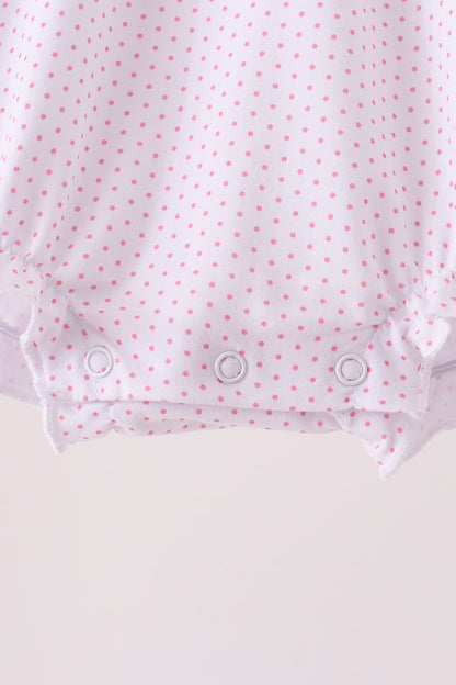 Pink Dot Turkey Embroidery Ruffle Bubble