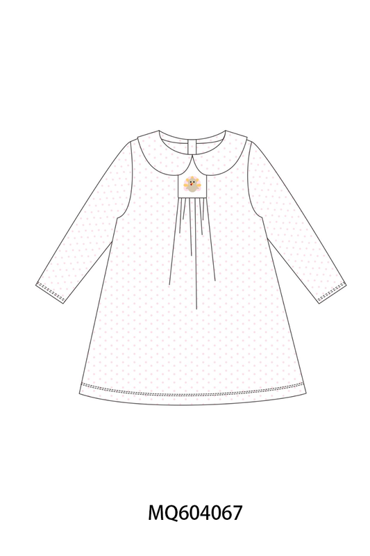 Pink Dot Turkey Embroidery Dress
