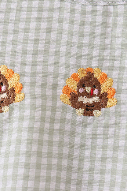 Beige Turkey Embroidery Gingham Bubble