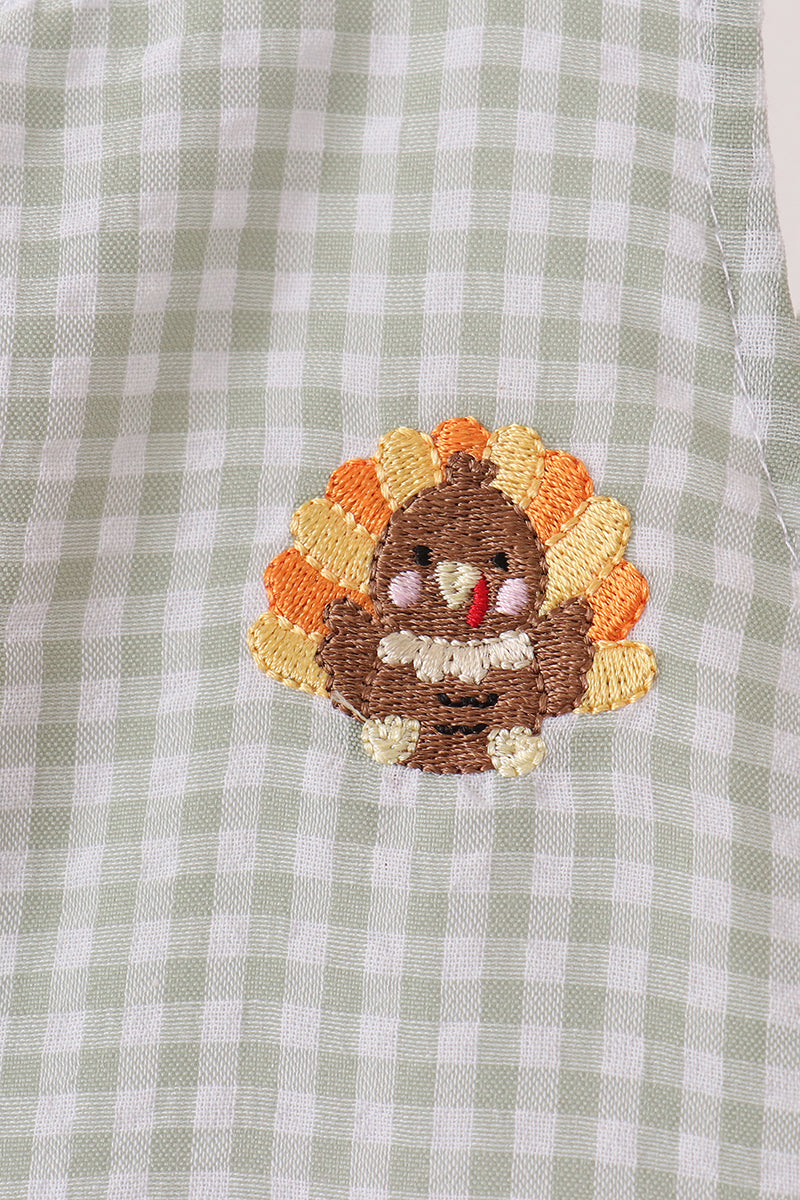 Beige Turkey Embroidery Gingham Jon Jon