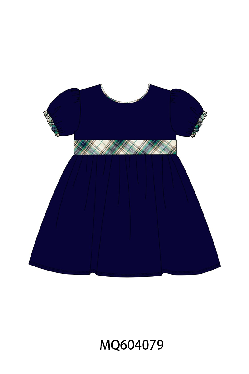 Navy Plaid Bow Dress