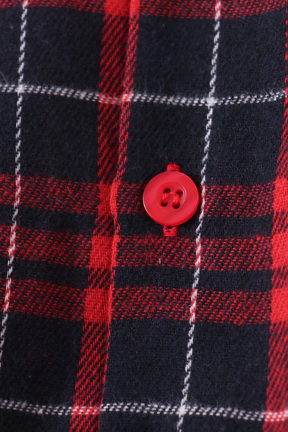 Red Plaid Button-Down Shirt