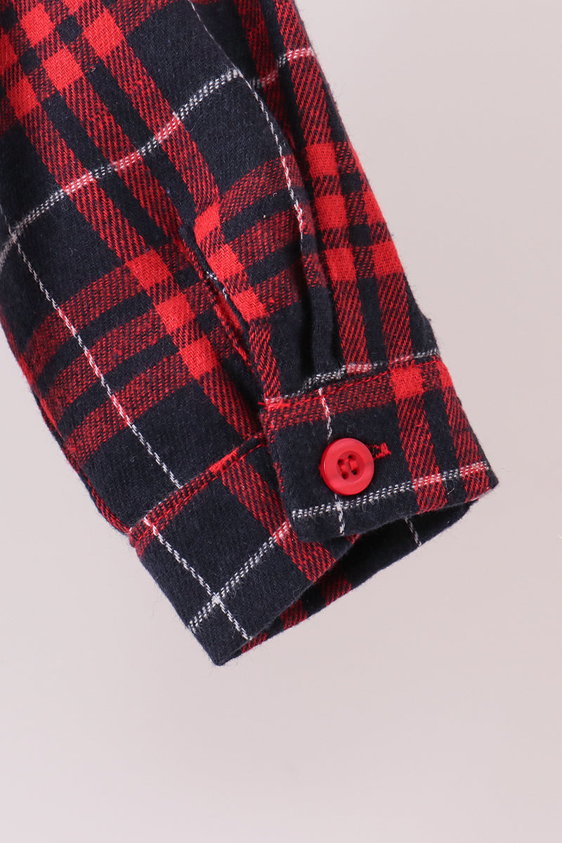 Red Plaid Button-Down Shirt