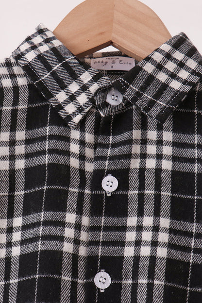 Black & White Plaid Button-Down Shirt
