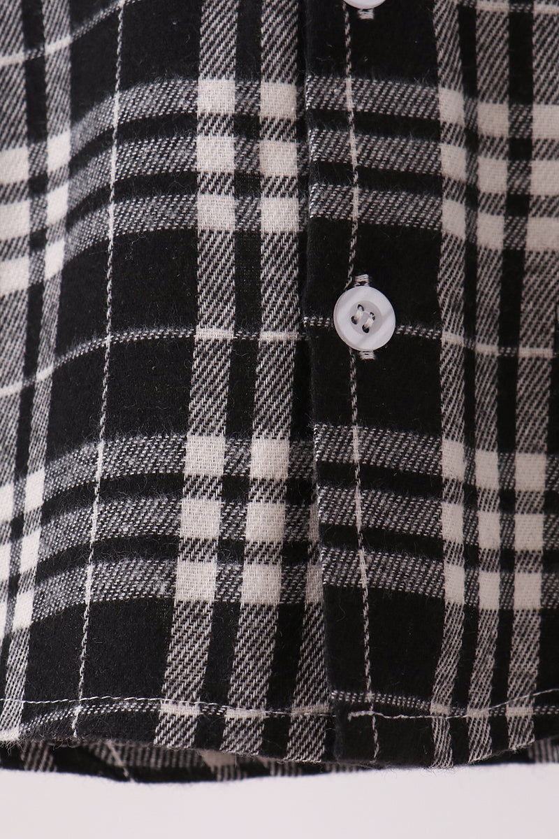 Black & White Plaid Button-Down Shirt