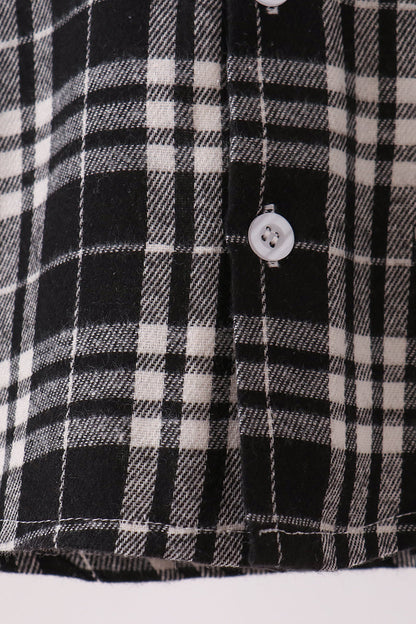 Black & White Plaid Button-Down Shirt