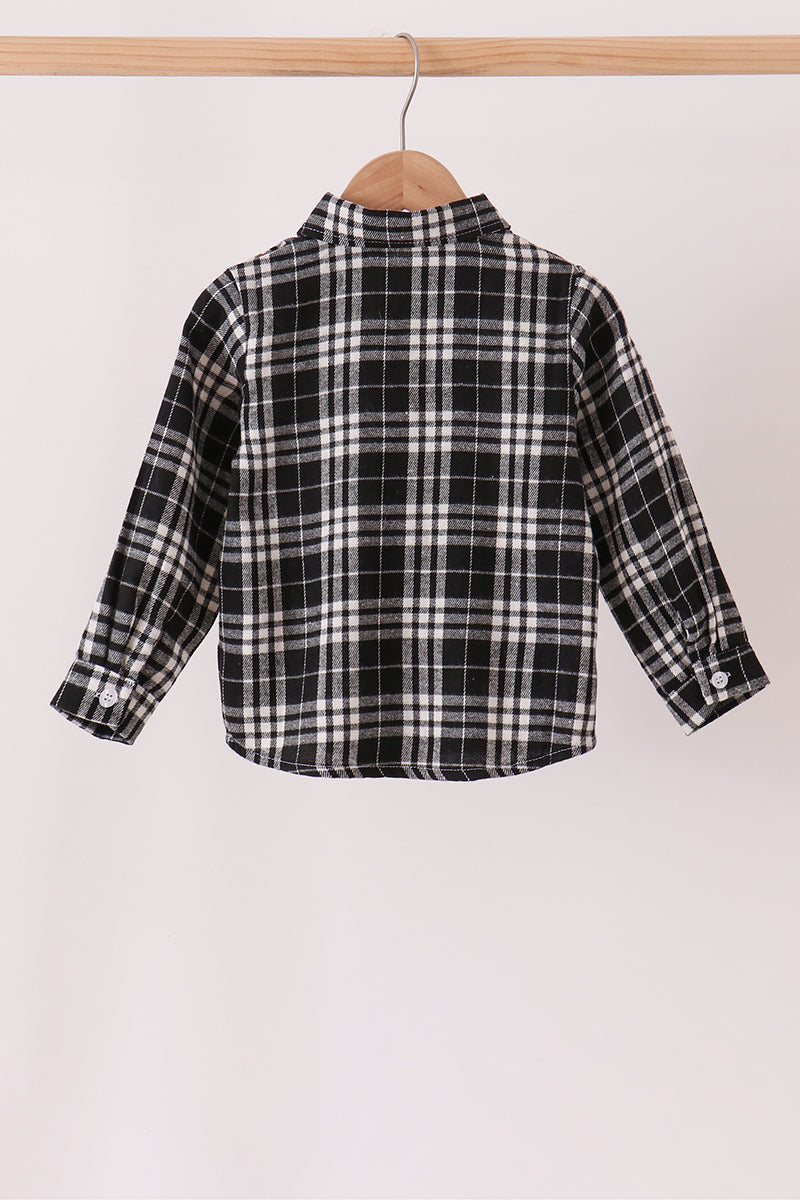 Black & White Plaid Button-Down Shirt