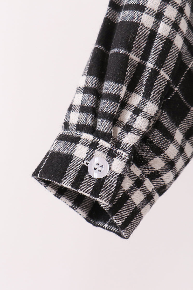 Black & White Plaid Button-Down Shirt