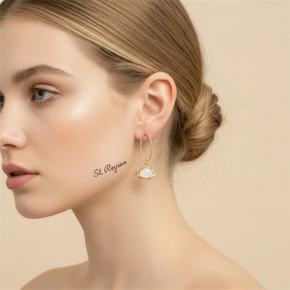 Goldtone & Cateye Planet Drop Earrings