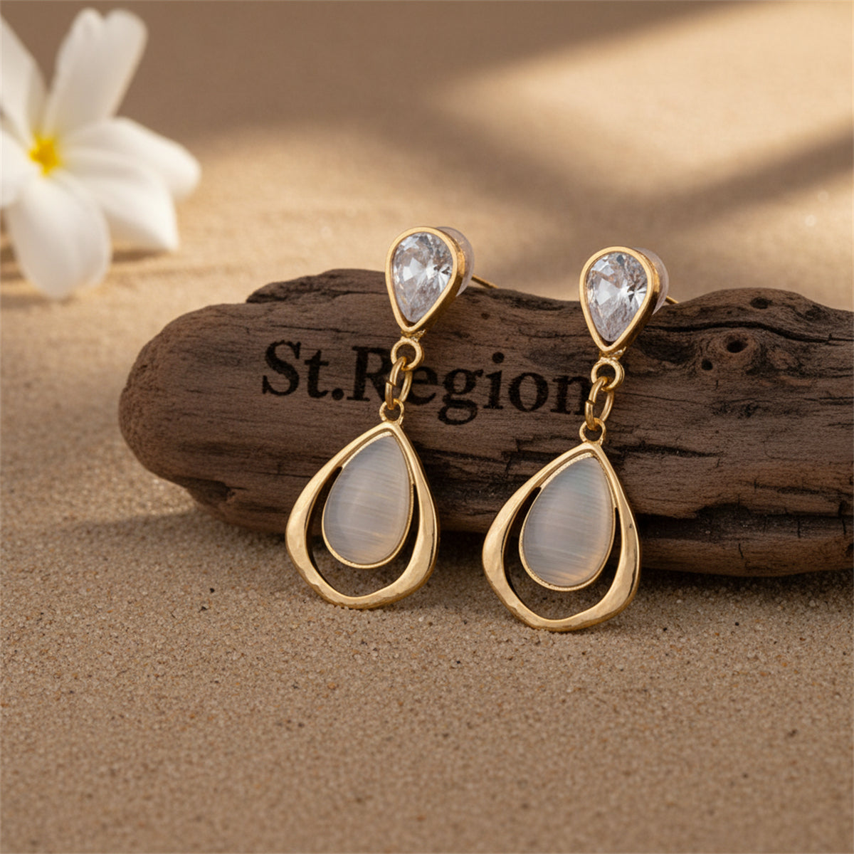Goldtone & Clear Crystal Planet Drop Earrings