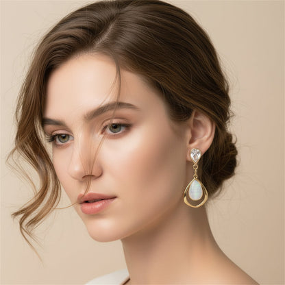 Goldtone & Clear Crystal Planet Drop Earrings