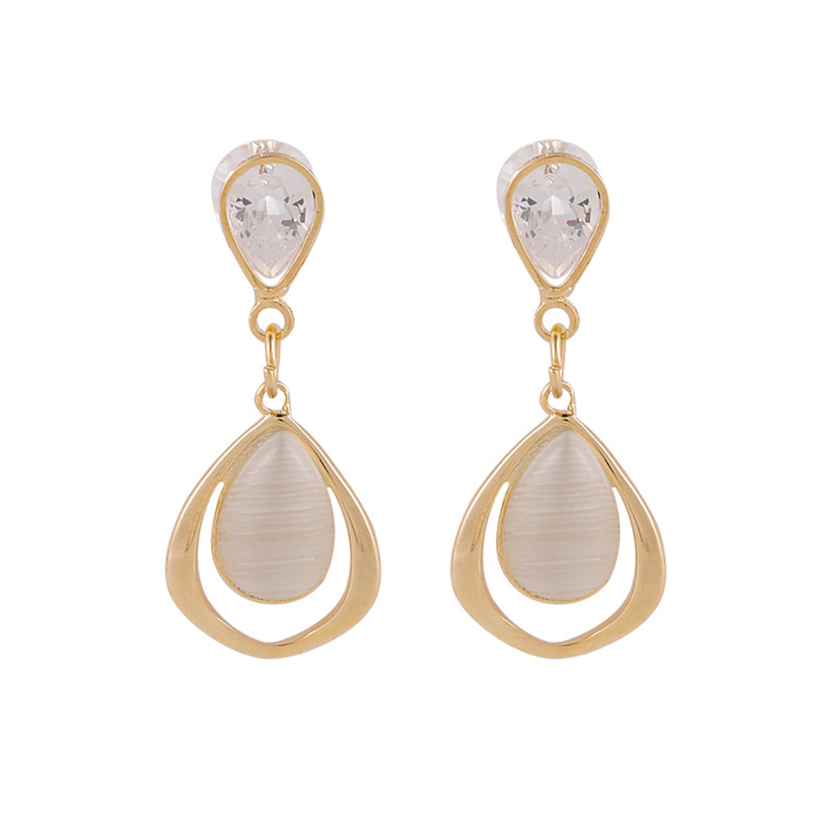 Goldtone & Clear Crystal Planet Drop Earrings