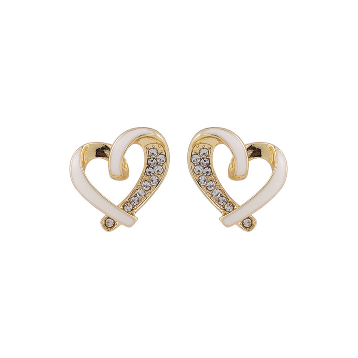 Goldtone & Cubic Zirconia Open Heart Stud Earring