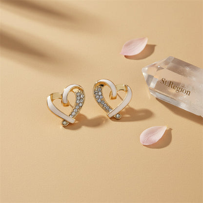 Goldtone & Cubic Zirconia Open Heart Stud Earring