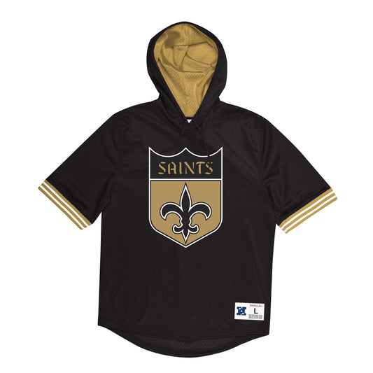 Mitchell & Ness Men's NFL Unbeaten Short Sleeve Mesh Hoody New Orleans Saints Hoodies