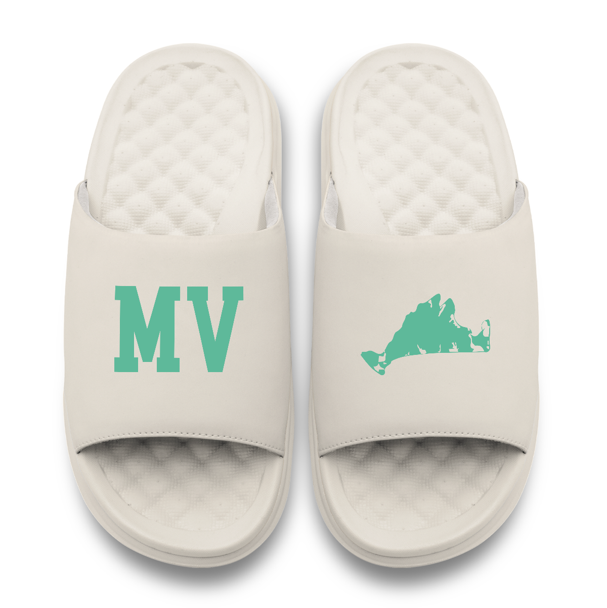 Martha's Vinyard Island Outline Motive Slide Sandals